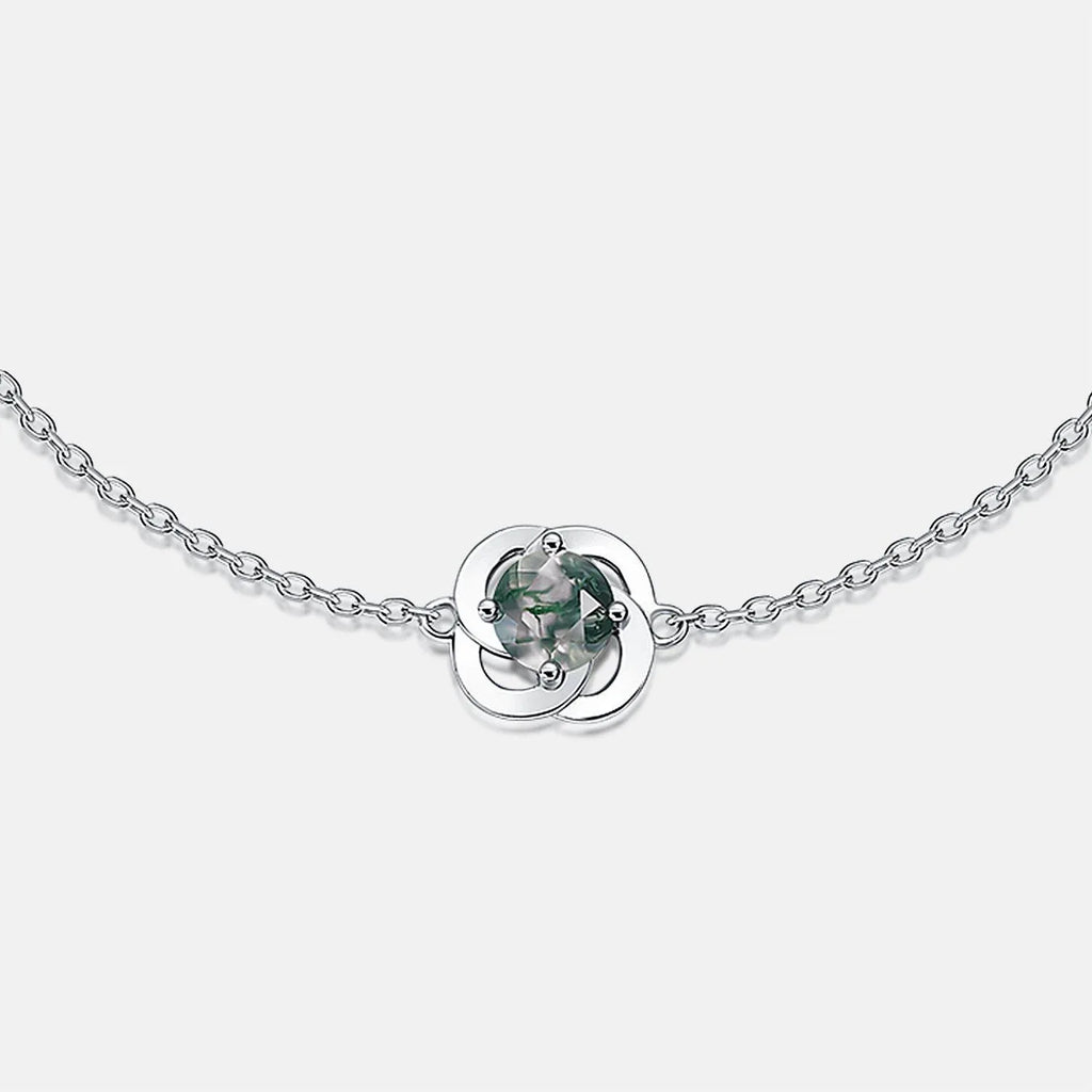 Flower Moss Agate Bracelet Women's Style — wrist-worn scale view 2