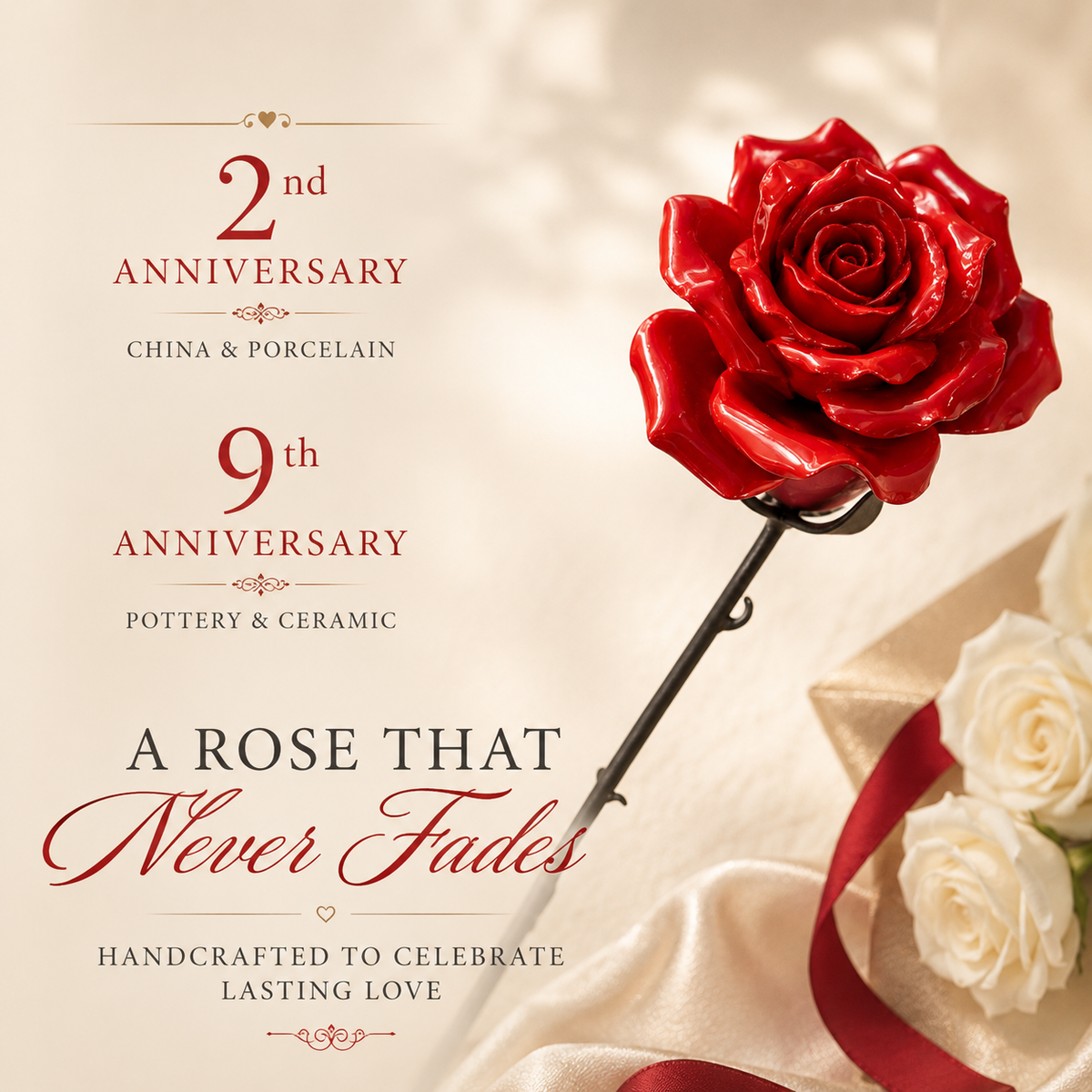 Forever Rose Porcelain Sculpture, styled product view