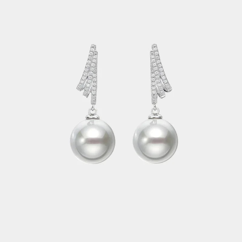 Pearl Tassel Drop Earrings — front view of pearl tassel earrings