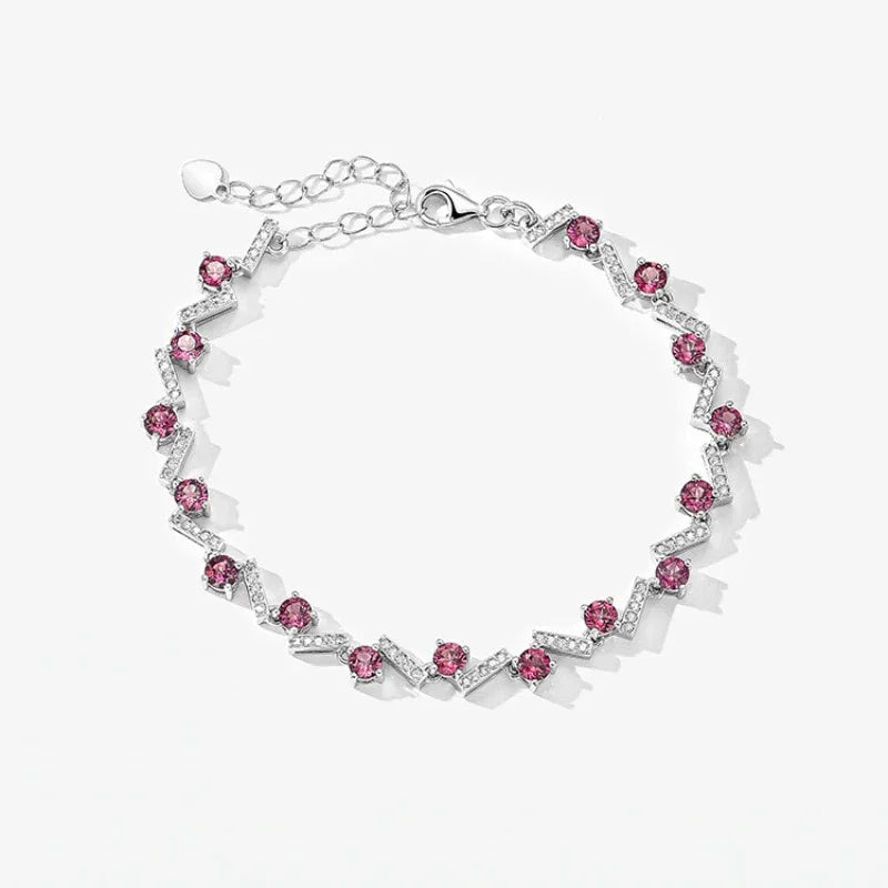 Garnet Leaf-Link Tennis Bracelet alternate full bracelet view