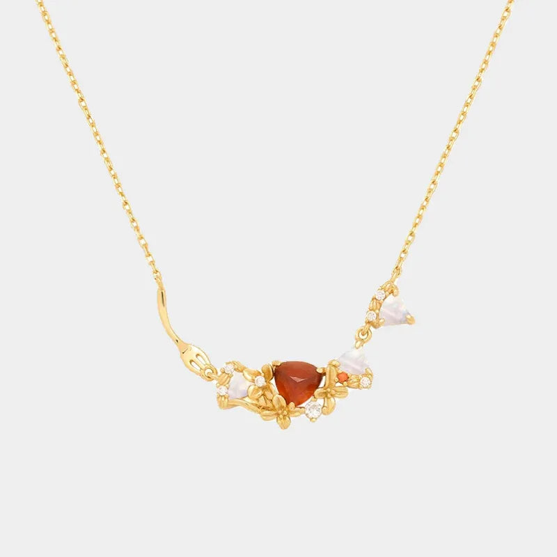 Garnet Multi-Stone Bar Necklace full necklace view on a light background