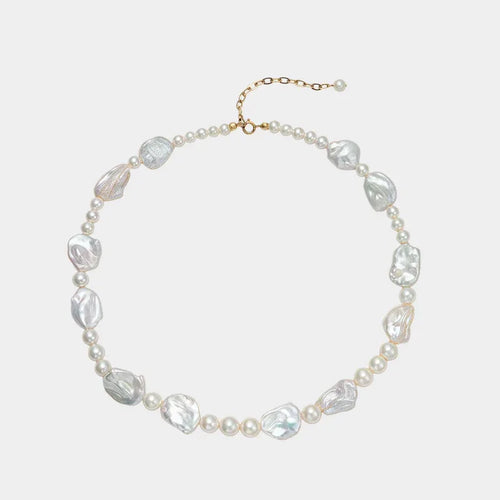 14K Gold-Filled Baroque Pearl Necklace — front view of baroque pearl necklace with gold-tone clasp