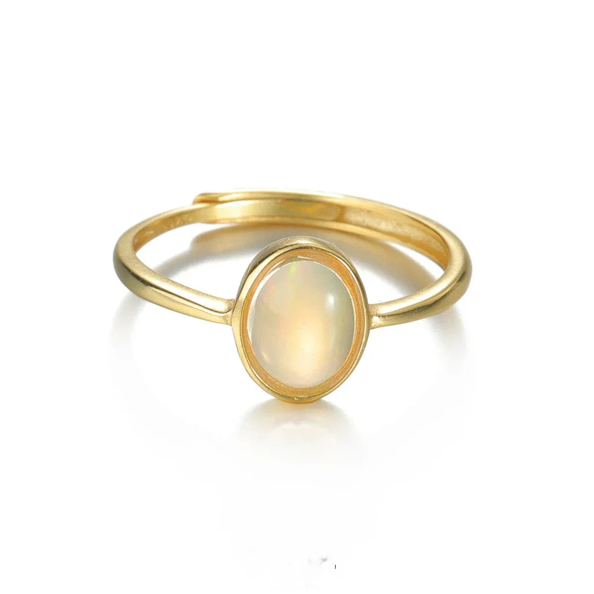Golden Opal Oval Adjustable Ring worn on the hand from another angle