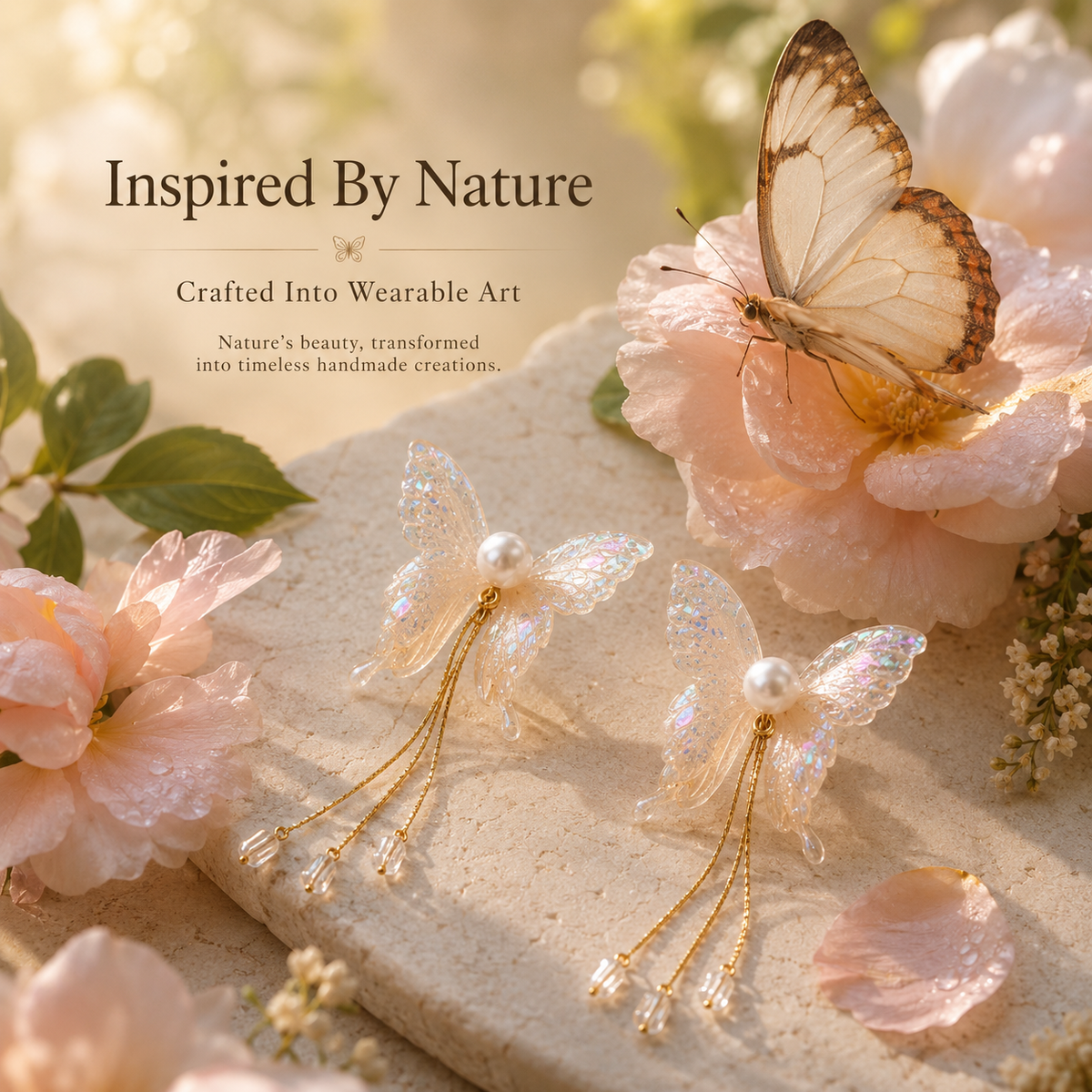 Handcrafted Butterfly Leather Art Earrings, product overview