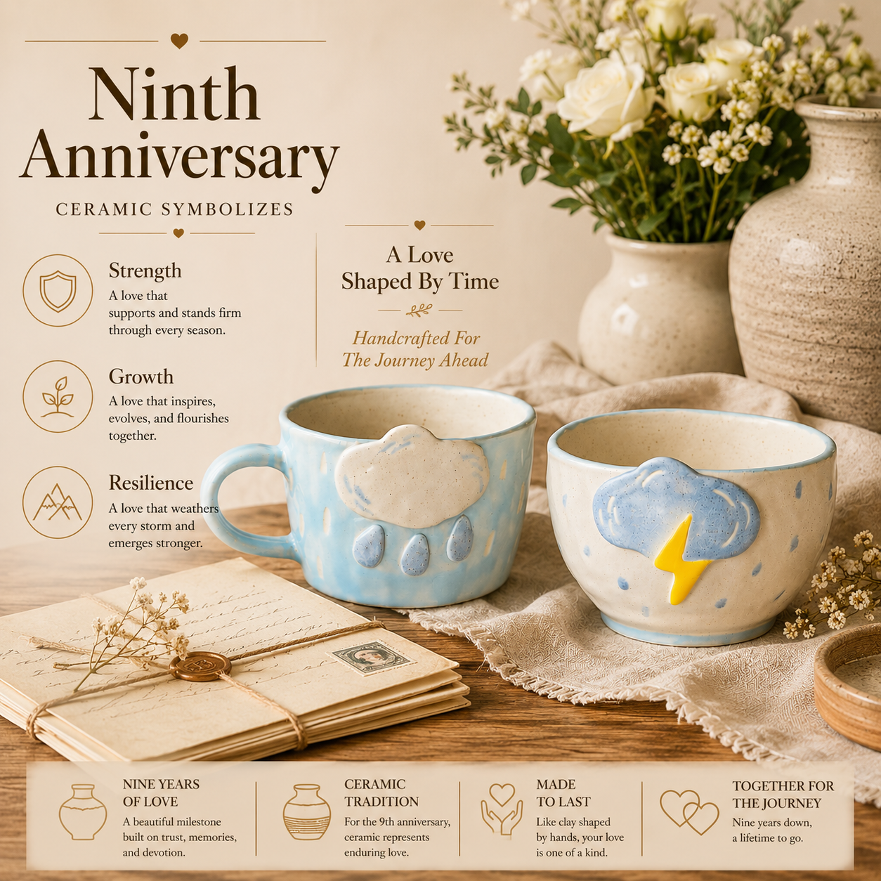 Handcrafted Ceramic Cloud Mug & Thundercloud Bowl, product overview