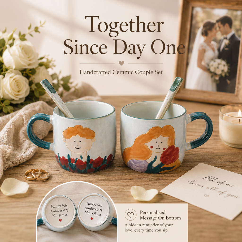 Handcrafted Ceramic Couple Mug Set, product overview