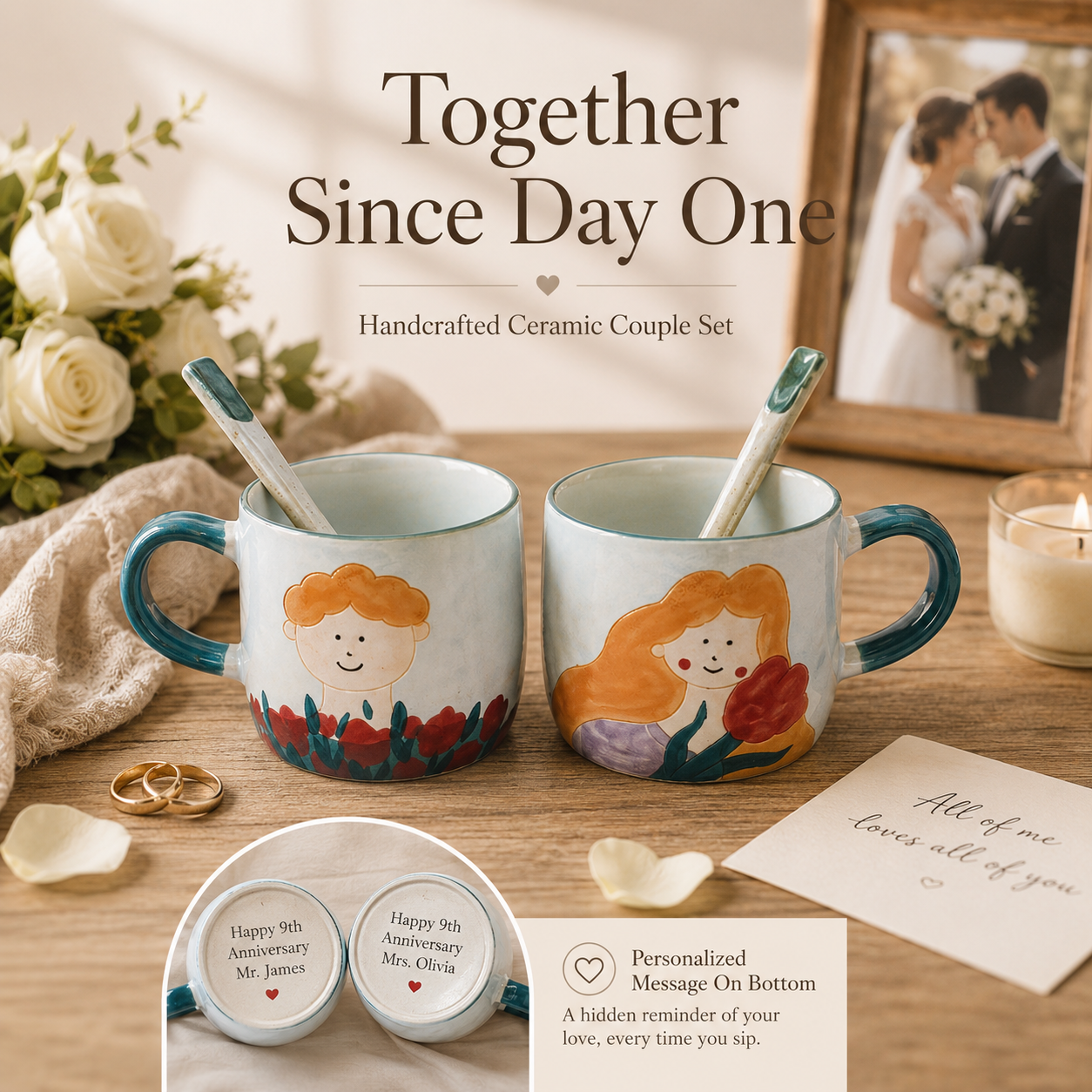 Handcrafted Ceramic Couple Mug Set, product overview