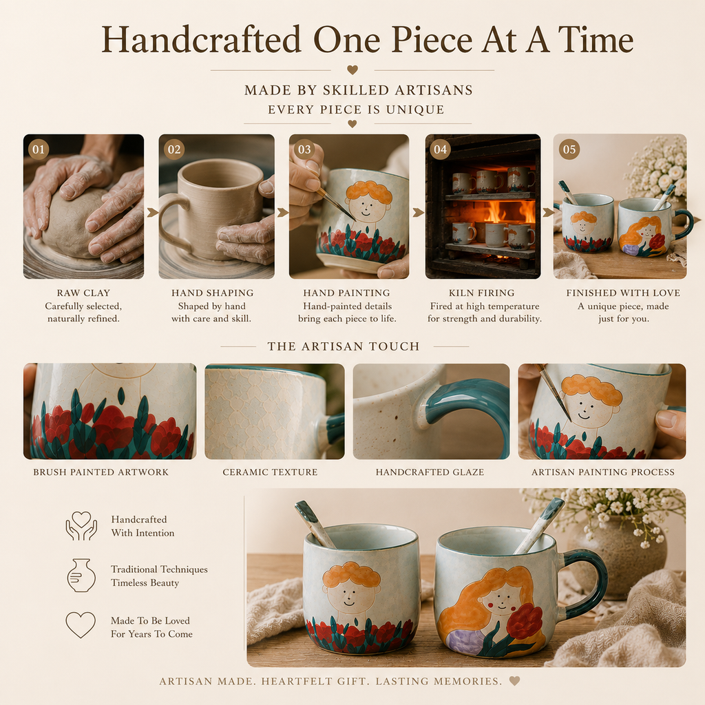 Handcrafted Ceramic Couple Mug Set, lifestyle view