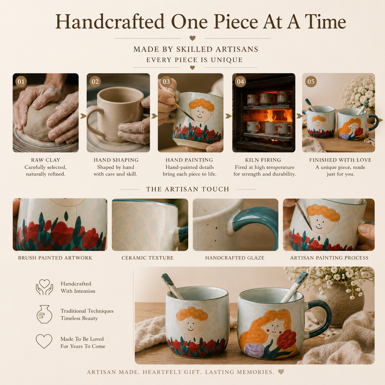 Handcrafted Ceramic Couple Mug Set, lifestyle view