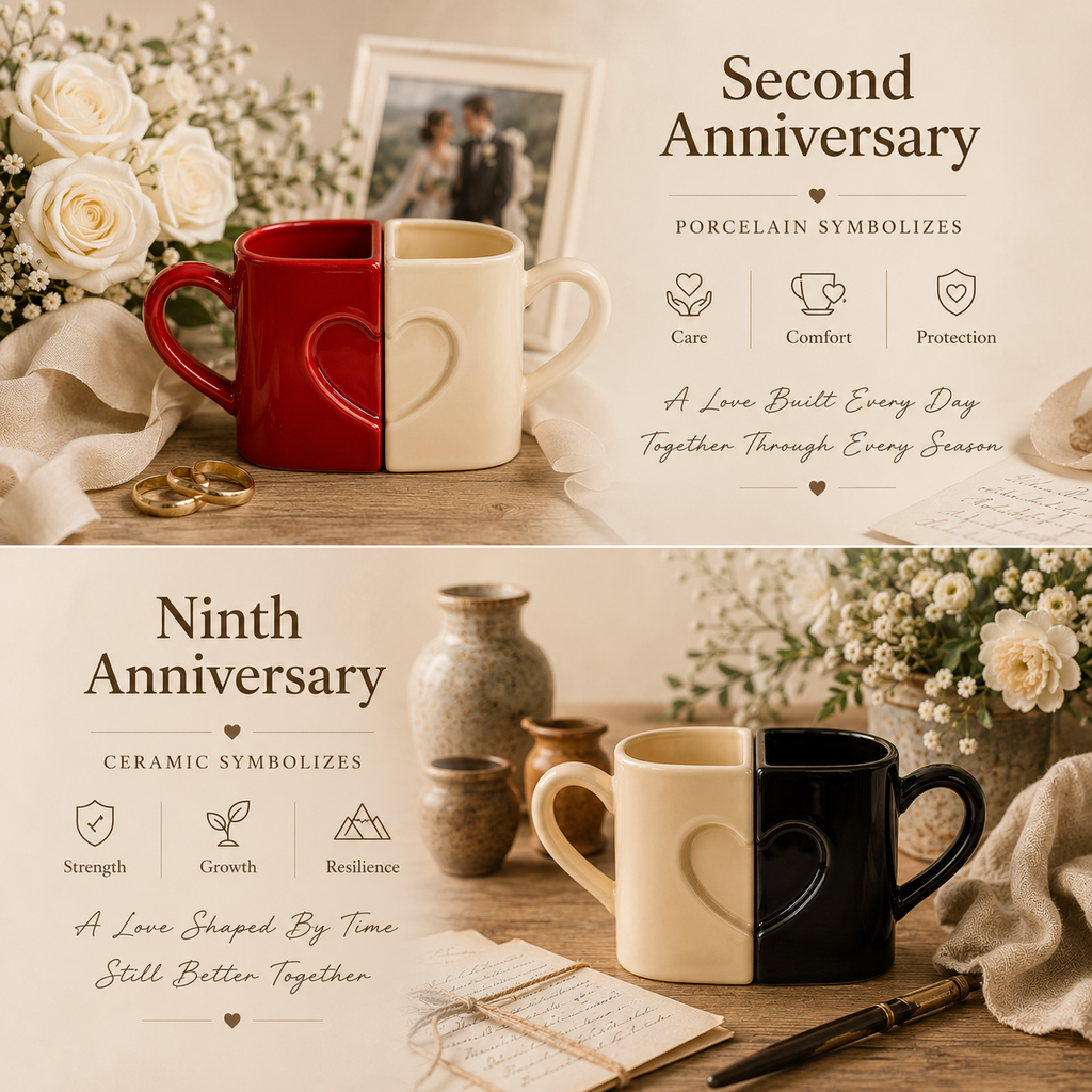 Handcrafted Ceramic Heart Couple Mug Set, size and feature guide