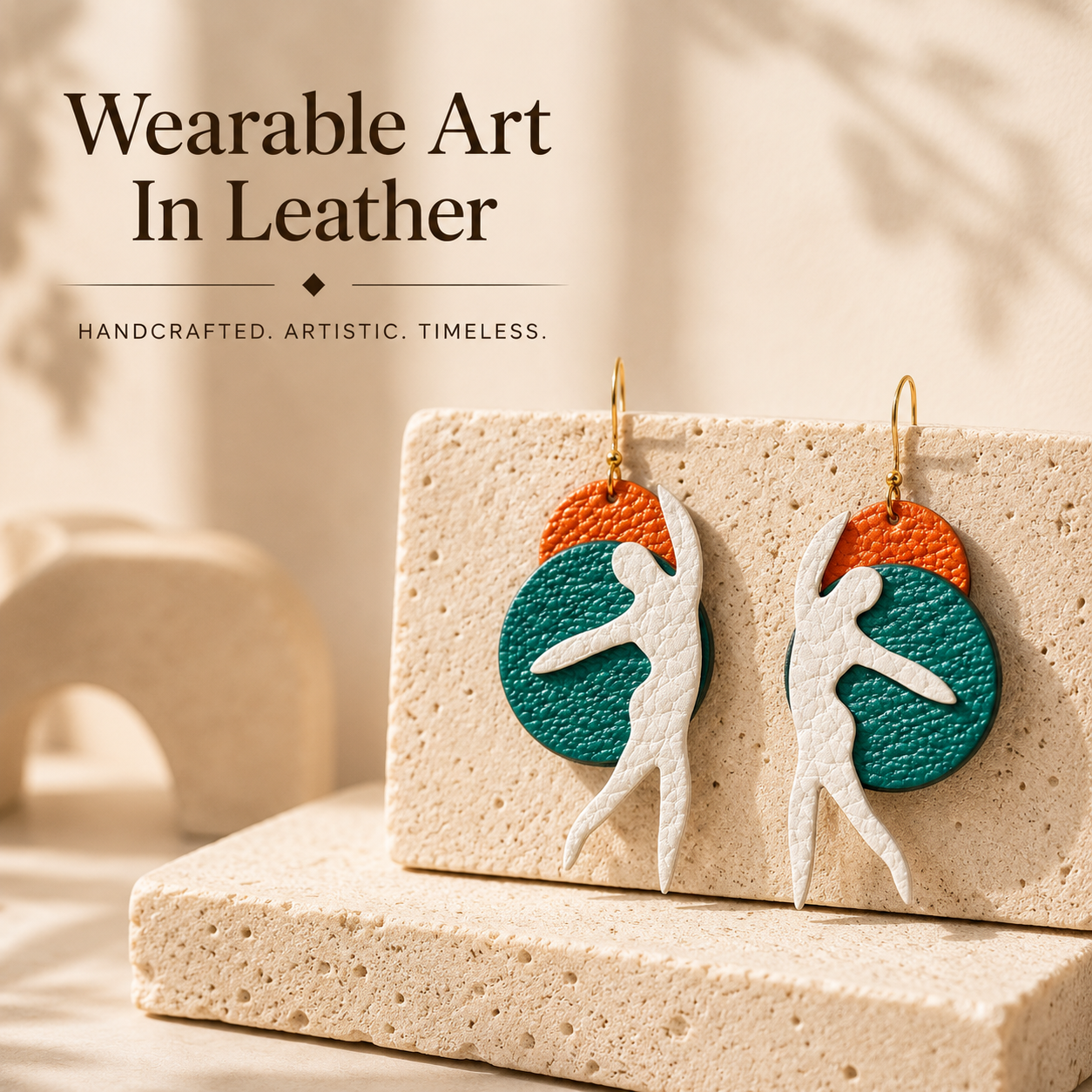Handcrafted French Goatskin Art Earrings, product overview