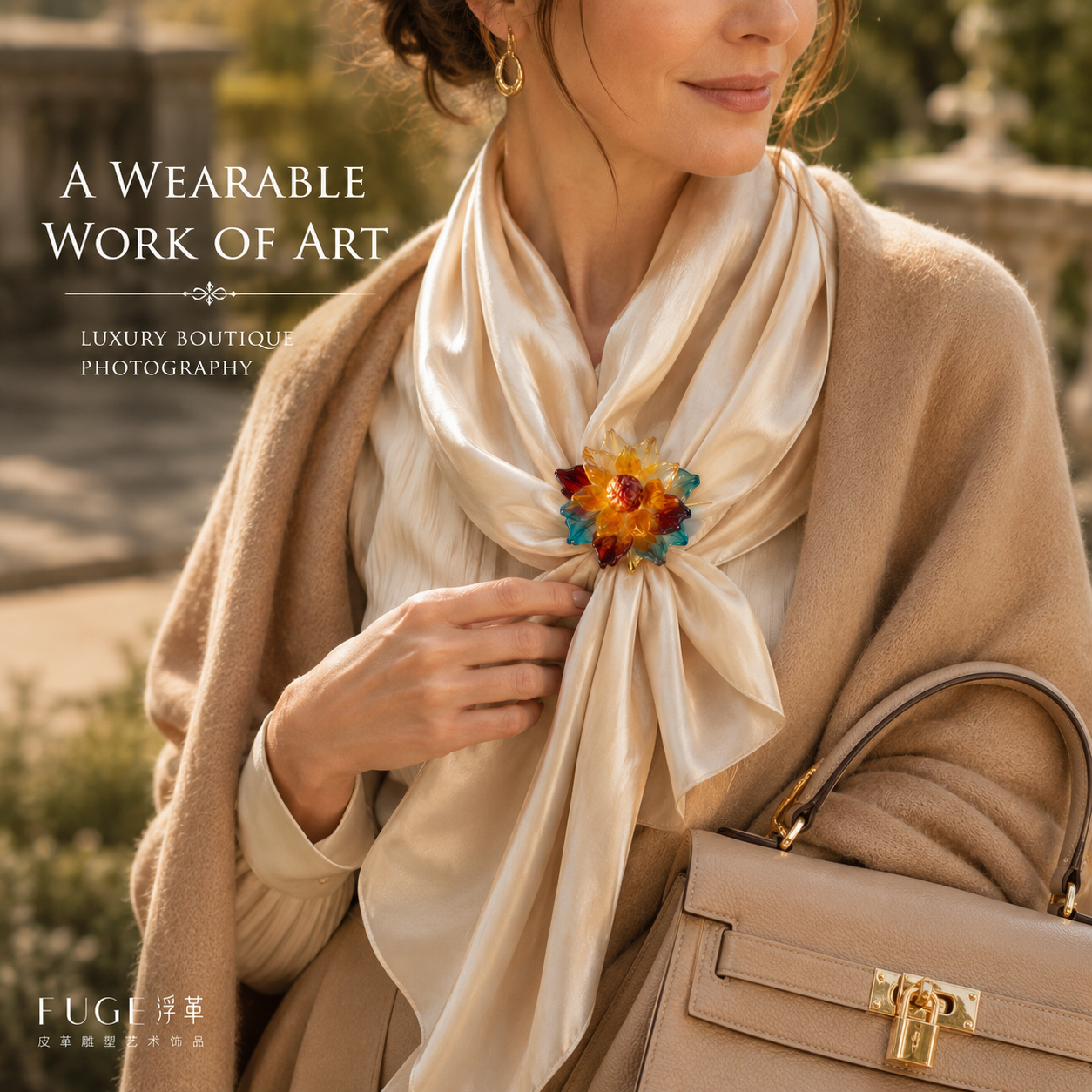 Handcrafted Leather Flower Brooch, product overview