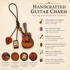 Handcrafted Leather Guitar Bag Charm, lifestyle view