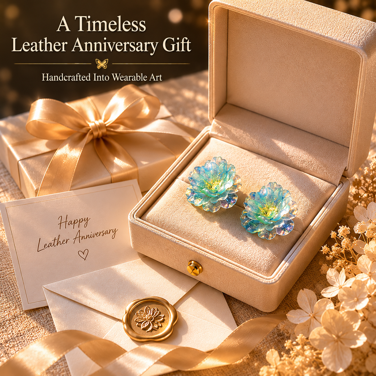 Handcrafted Leather Sculpture Flower Earrings, product overview