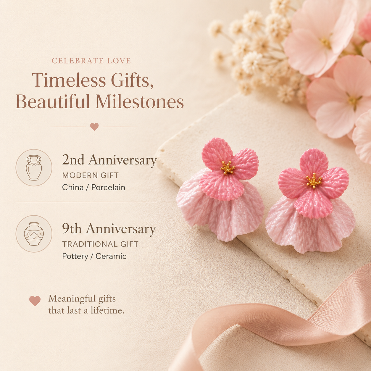 Handmade Ceramic Flower Earrings, product overview