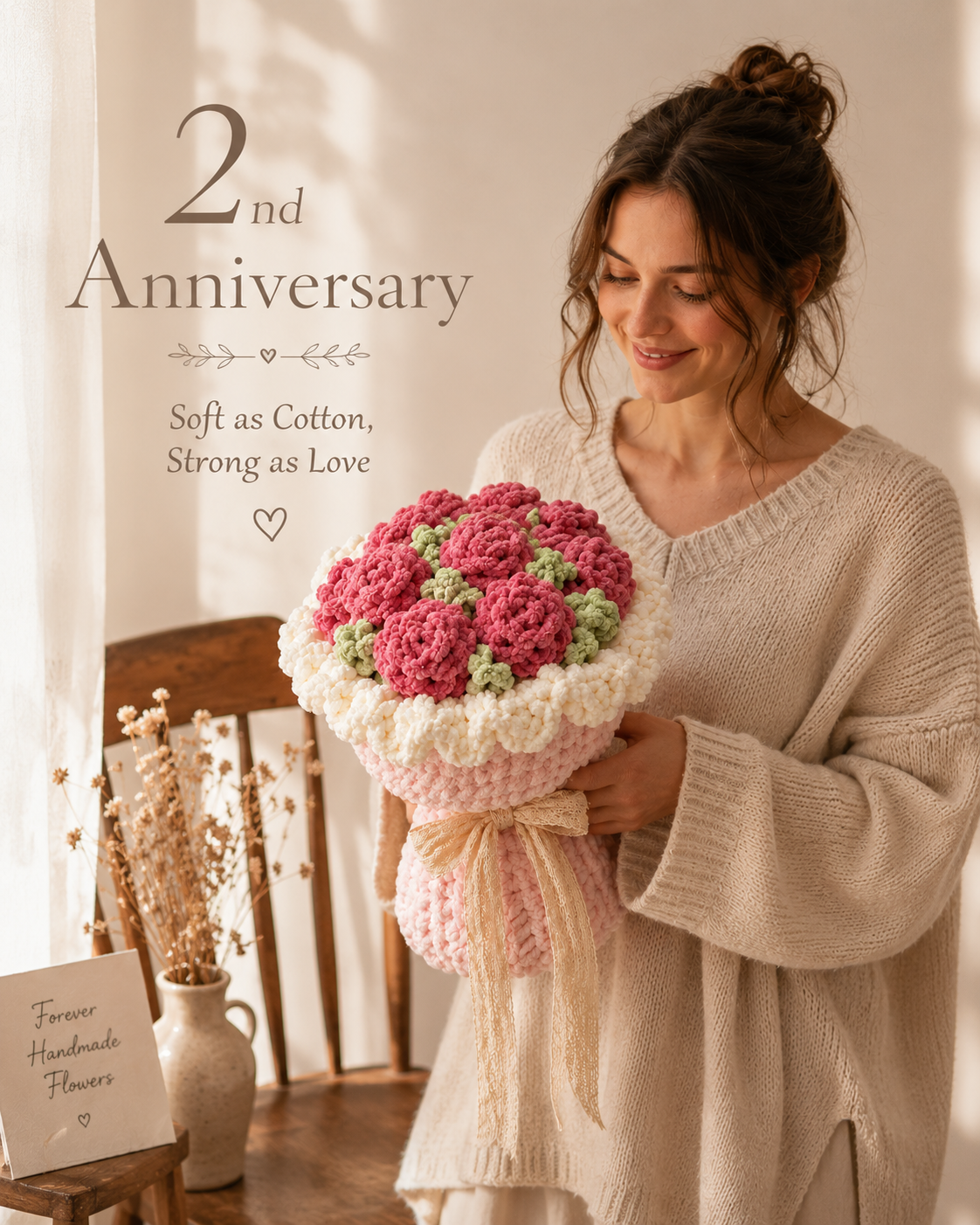 Handmade Forever Flower Bouquet, styled product view