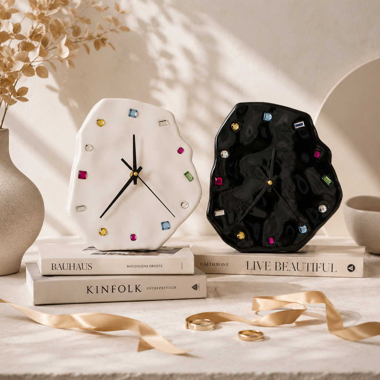 Handmade Gemstone Porcelain Clock, product overview