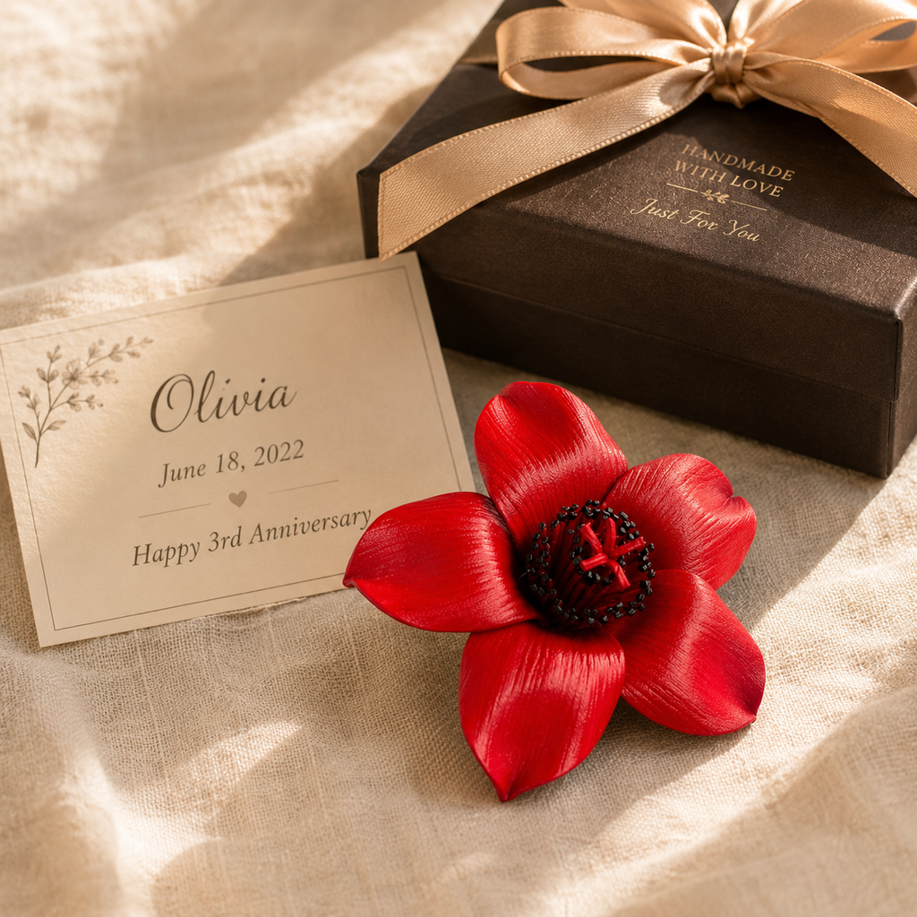 Handmade Leather Flower Brooch, product overview