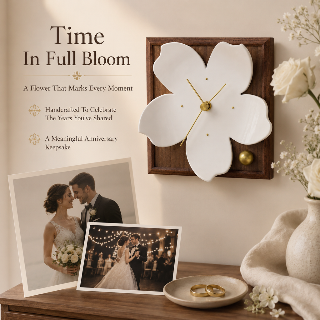 Handmade Porcelain Blossom Clock, product overview