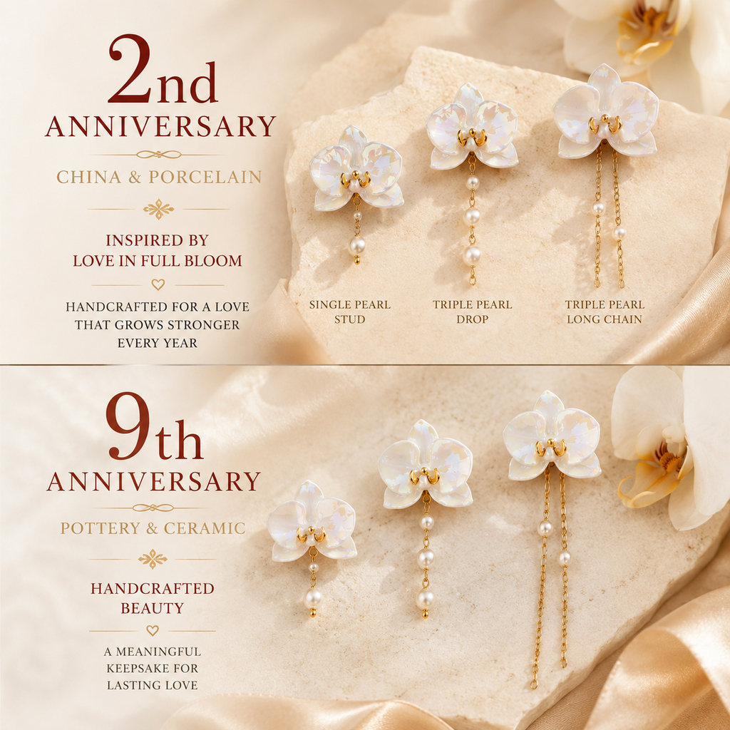 Handmade Porcelain Orchid Earrings, product overview
