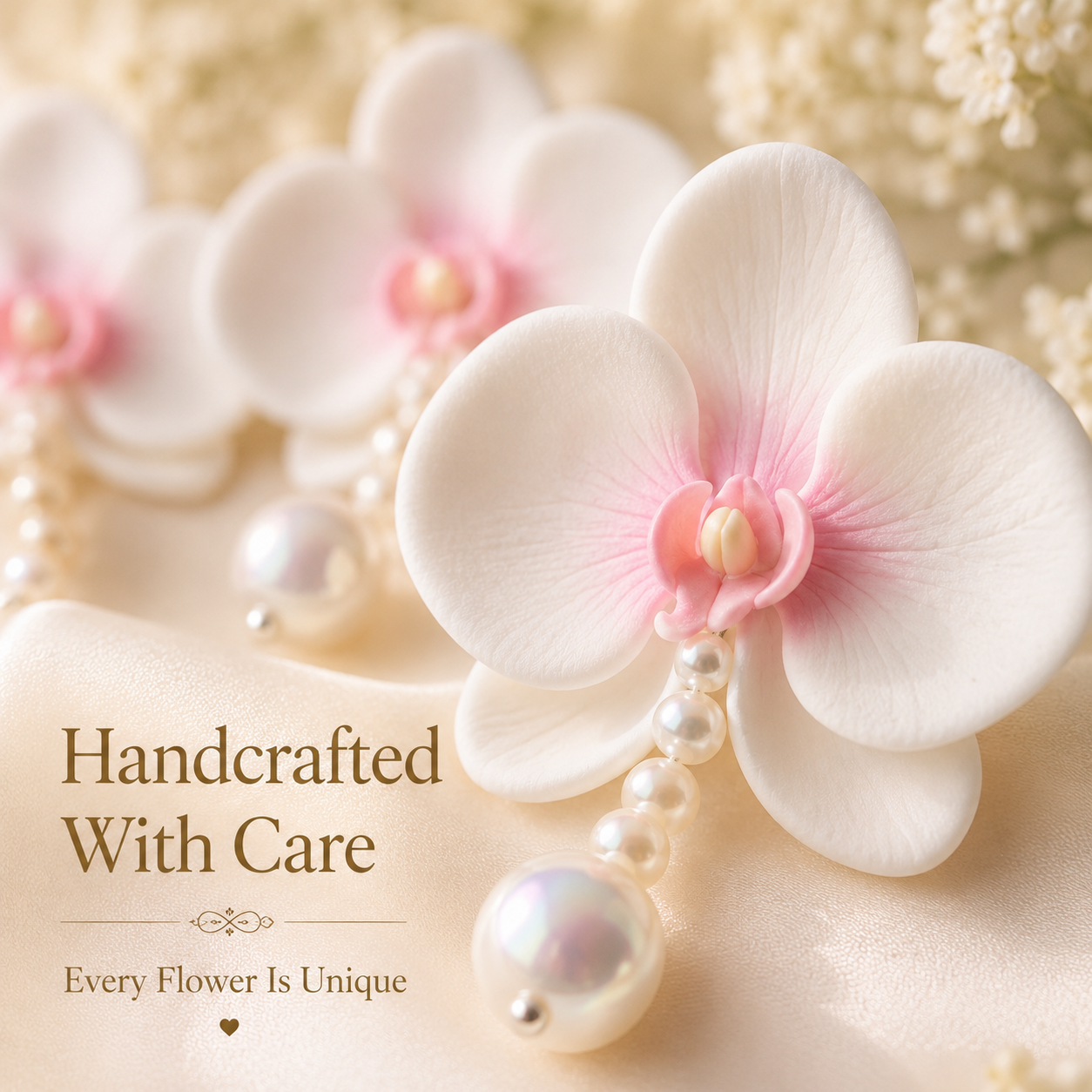 Handmade Soft Clay Orchid Jewelry, product overview