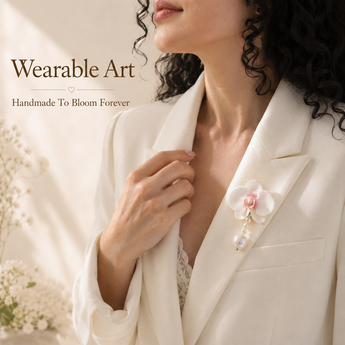 Handmade Soft Clay Orchid Jewelry, size and feature guide