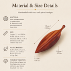 Handmade Wooden Leaf Brooch, size and dimensions infographic