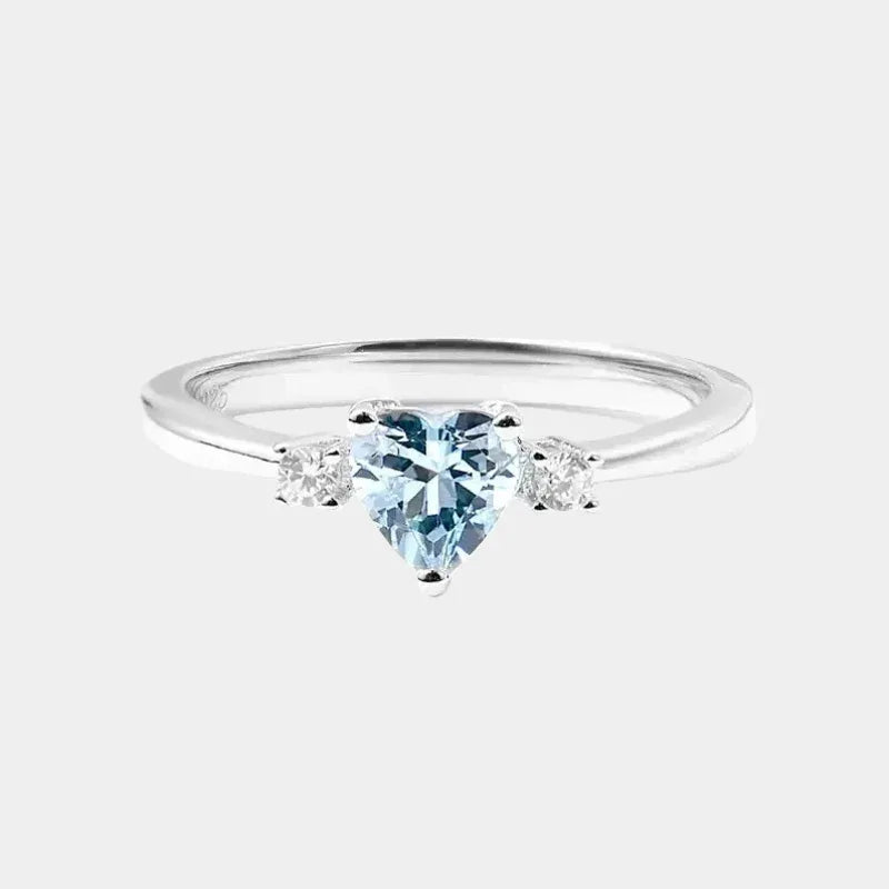 Heart-Cut Aquamarine Accent Ring front product view on a white background