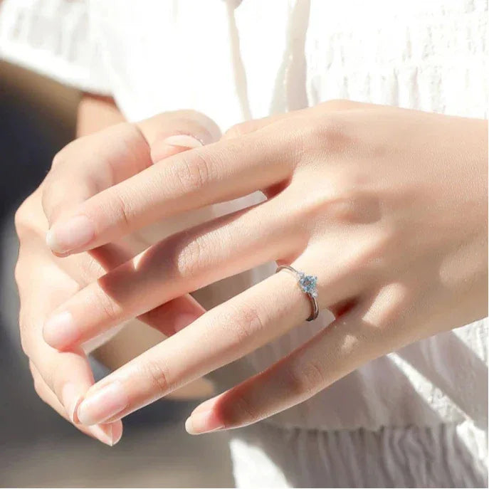 Heart-Cut Aquamarine Accent Ring side profile showing the band and setting