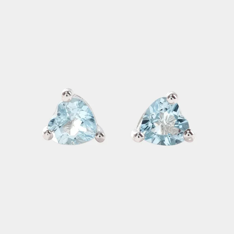 Heart-Cut Aquamarine Stud Earrings paired product view on a white background