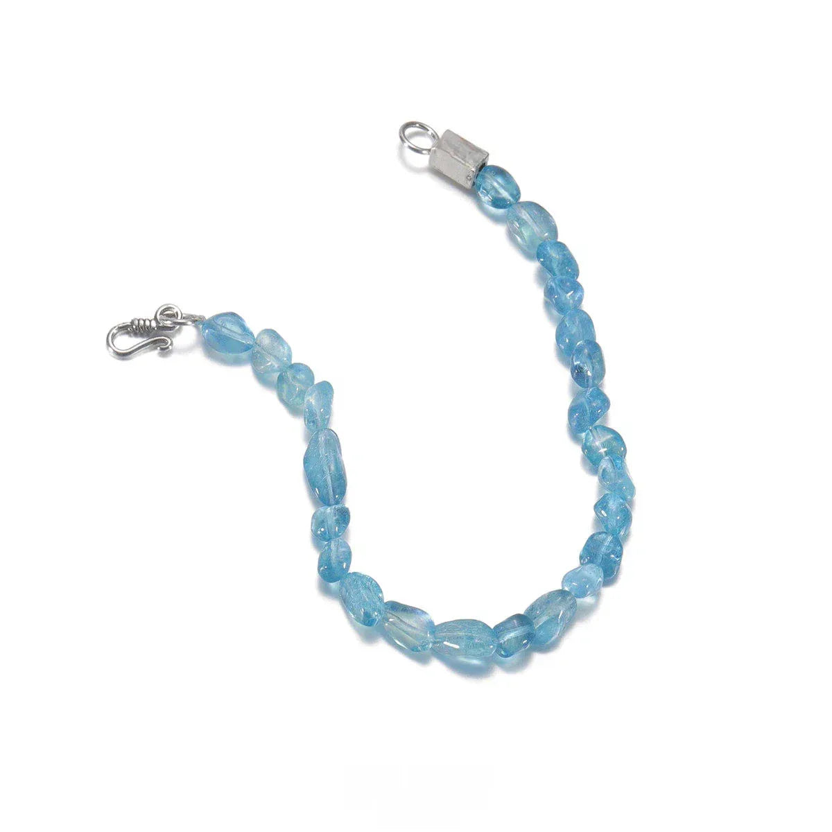 Irregular Aquamarine Bead Bracelet bracelet view on a dark background