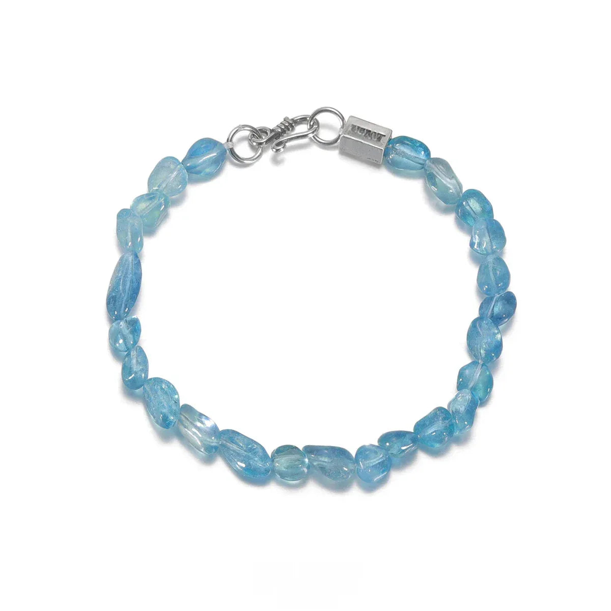 Irregular Aquamarine Bead Bracelet clasp and link detail