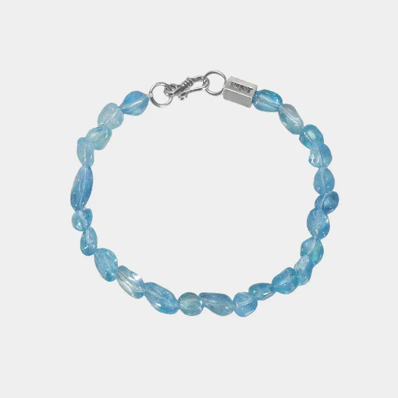 Irregular Aquamarine Bead Bracelet full bracelet view on a white background