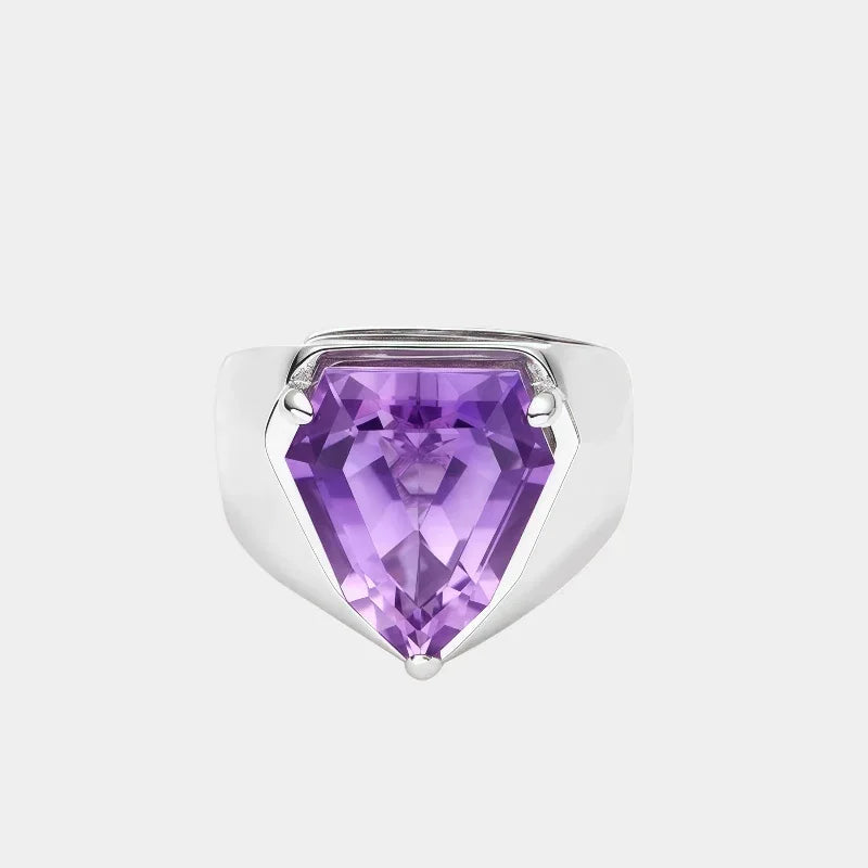 kite-cut amethyst ring front product view on a white background