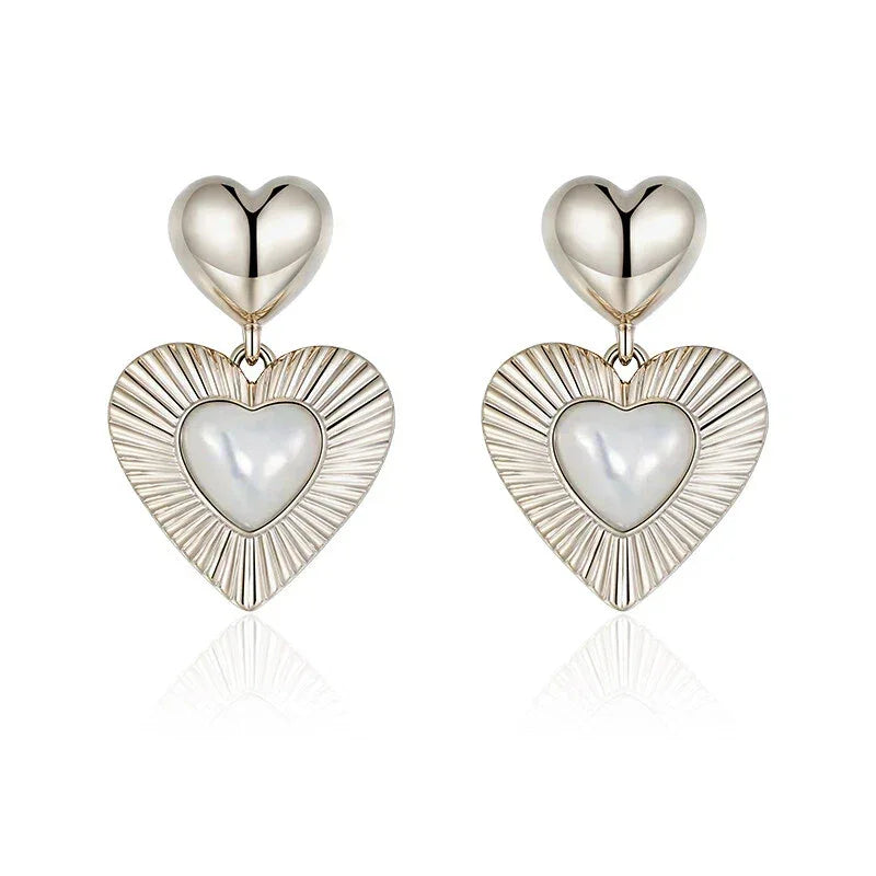 Double-Heart Pearl Drop Earrings — alternate isolated front pair