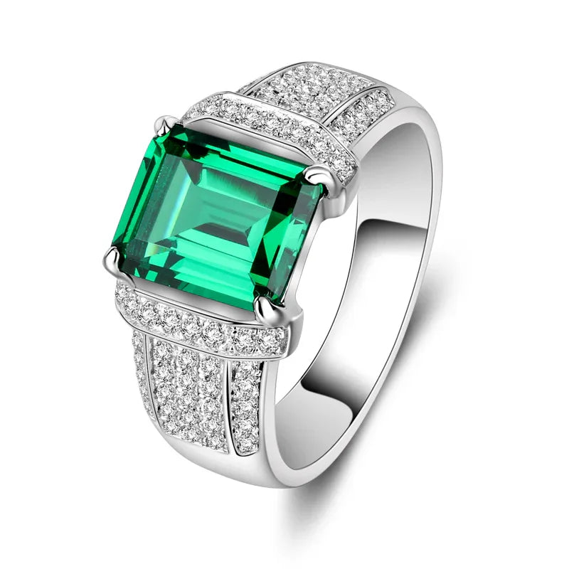 Men's 10 mm Emerald Pave Statement Ring side profile showing the band and setting