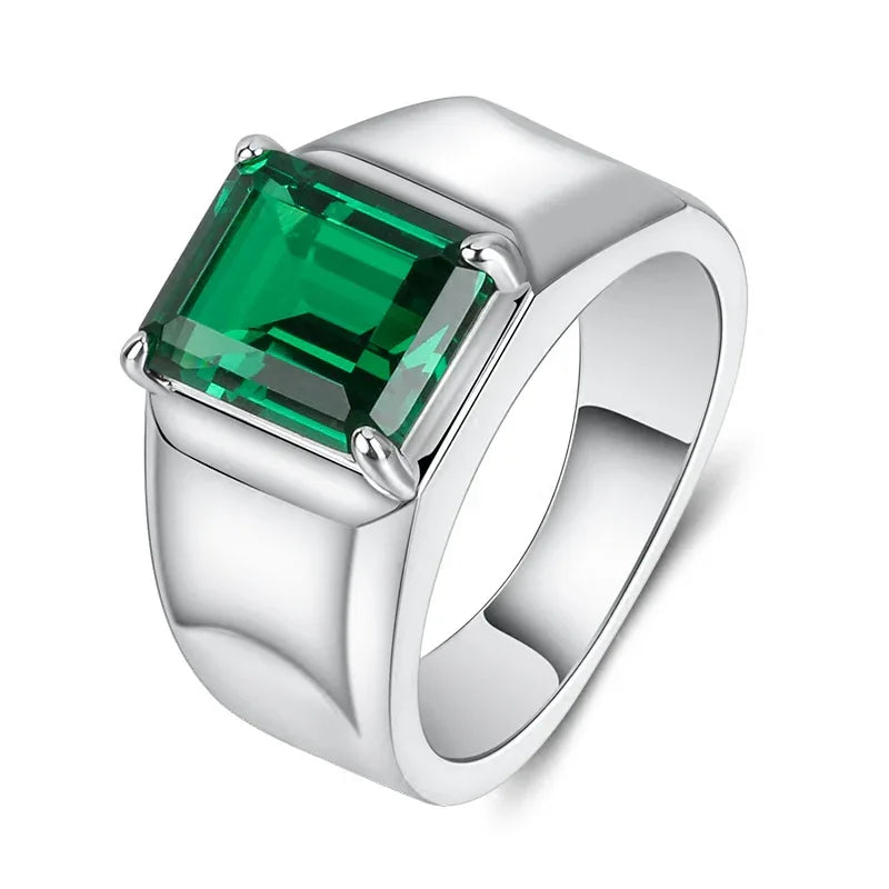Men's Emerald Minimalist Signet Ring rear setting detail