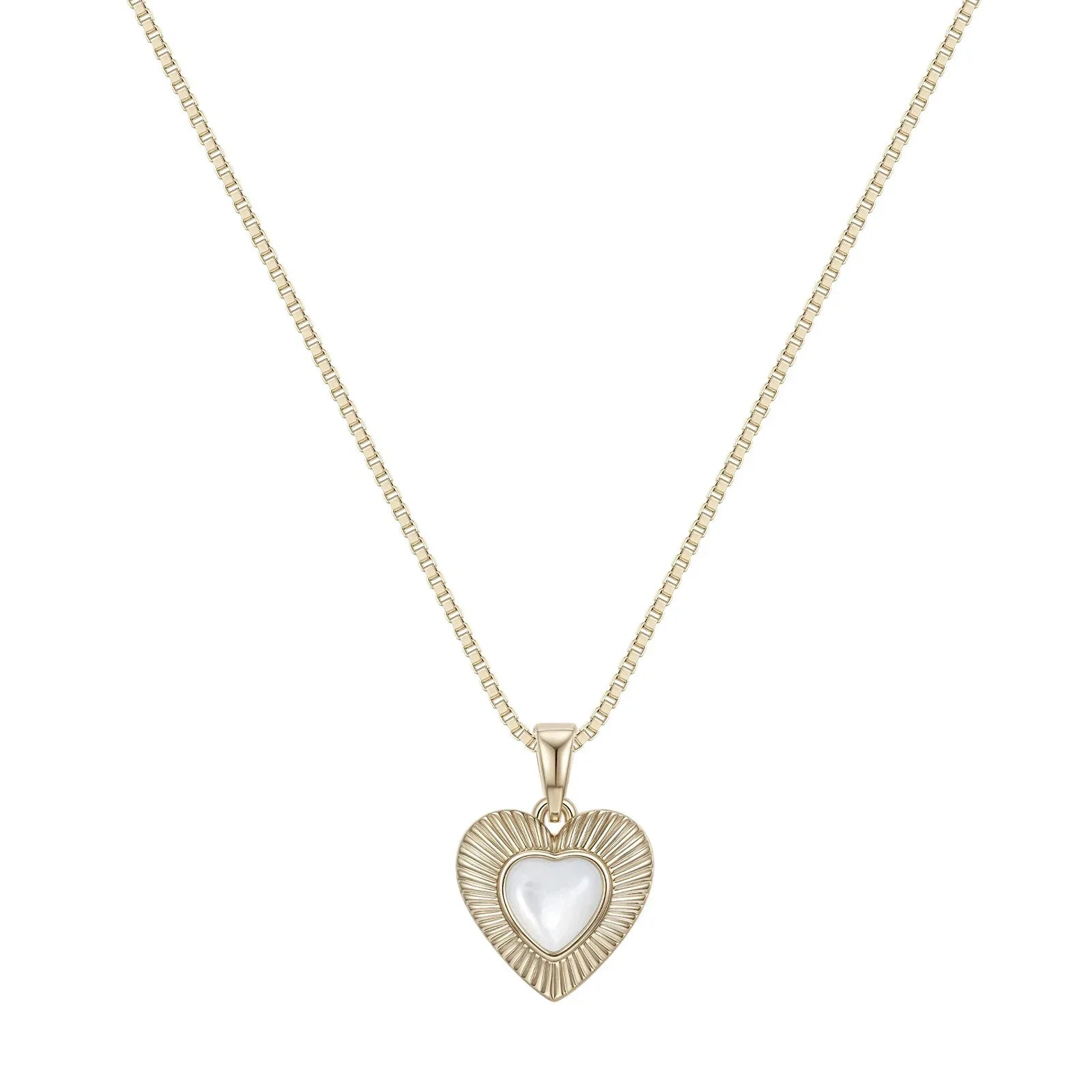 Ridged Pearl Heart Pendant Necklace — alternate isolated front pendant view