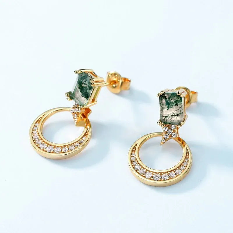 Moss Agate Earrings — alternate front view 6