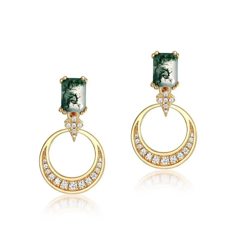 Moss Agate Earrings — alternate front view 7