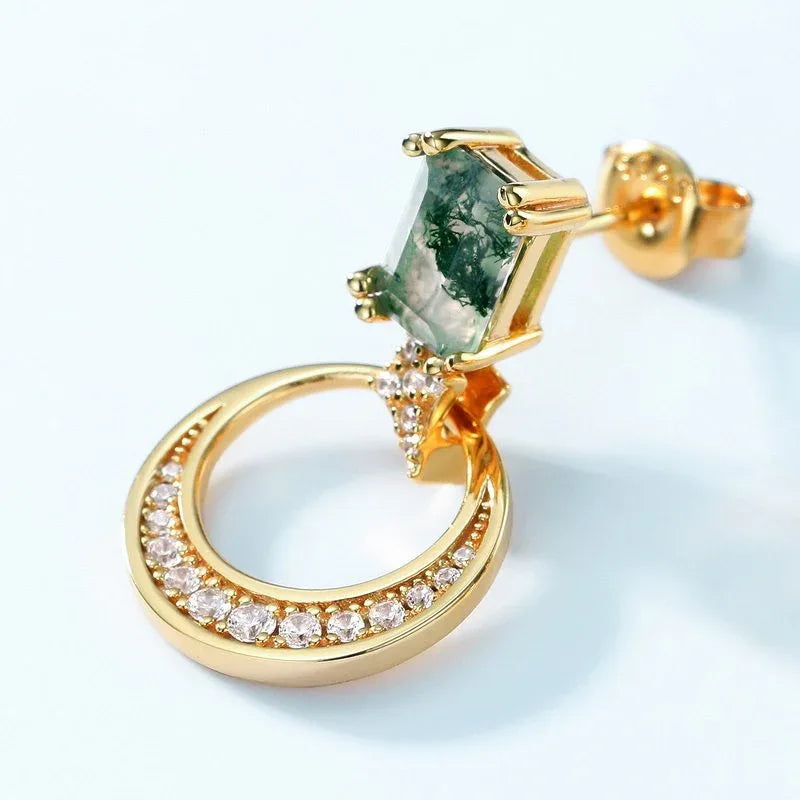 Moss Agate Earrings — angled product view 5