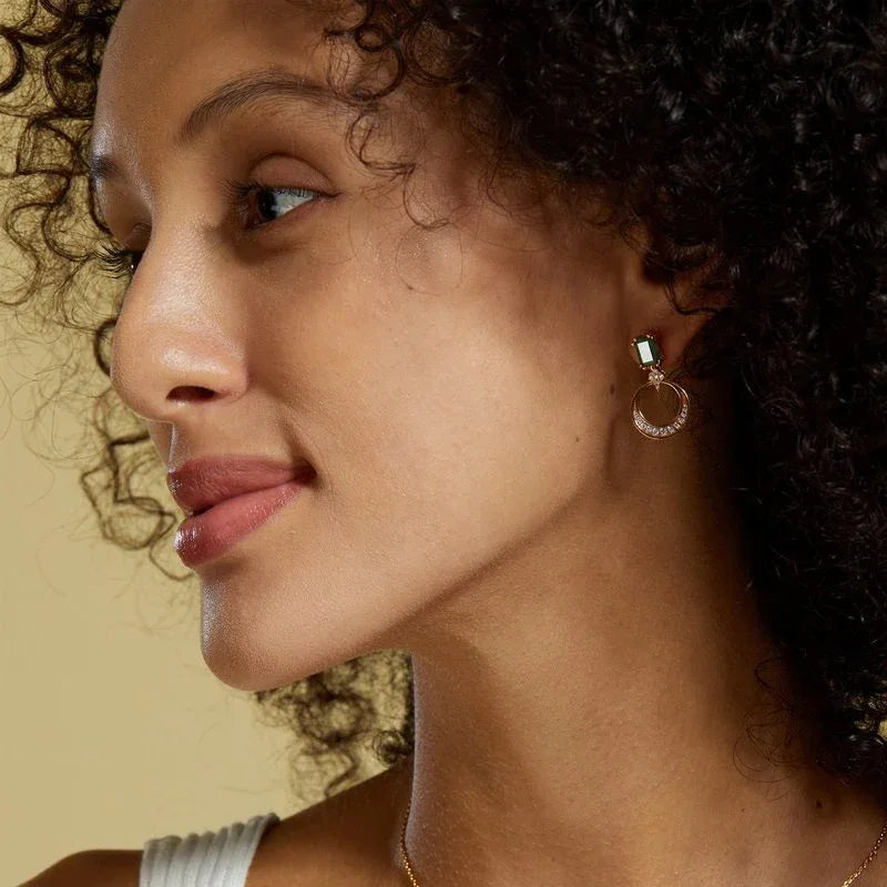 Moss Agate Earrings — side profile and band detail 4