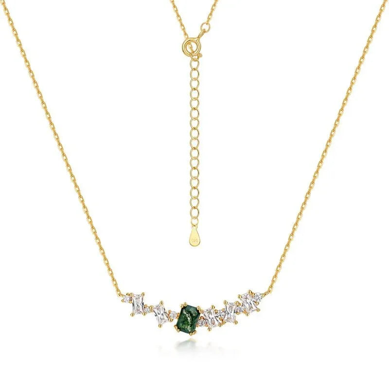 Multi-Stone Bar Moss Agate Necklace — full necklace arrangement 5
