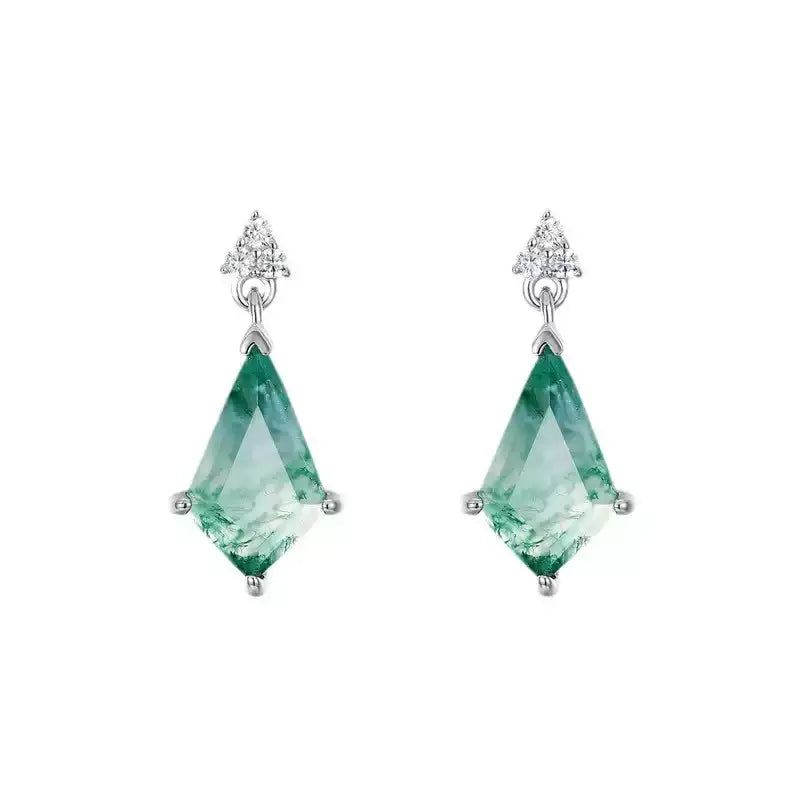 New Style Geometric Fashion Moss Agate Earrings — angled product view 5
