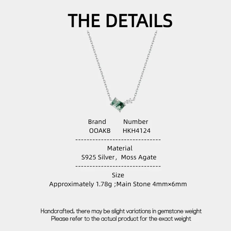 Rhombus Moss Agate Station Necklace with Side Accents — product specification card