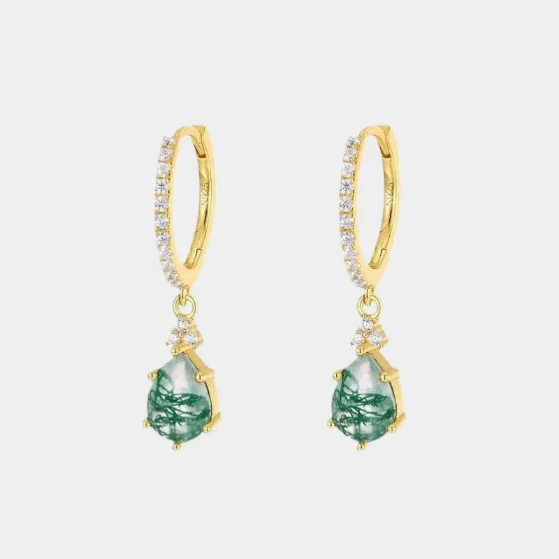 New Style Moss Agate Earrings — front product view on a light background