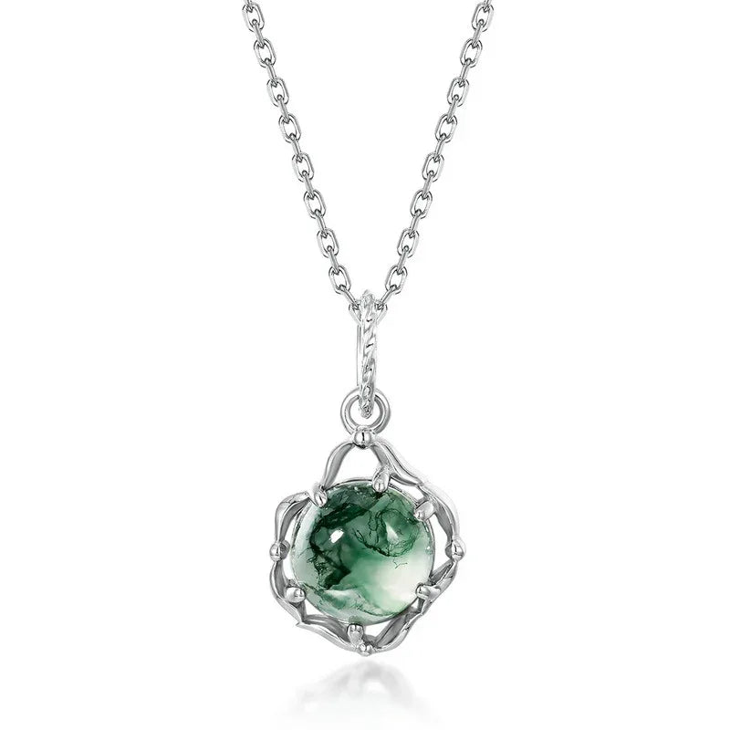 New Style Retro Elegant Moss Agate Pendant — pendant close-up 3