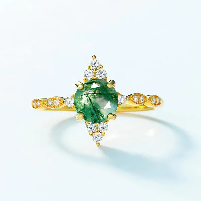 New Style Retro Moss Agate Ring — hand-worn scale view 2