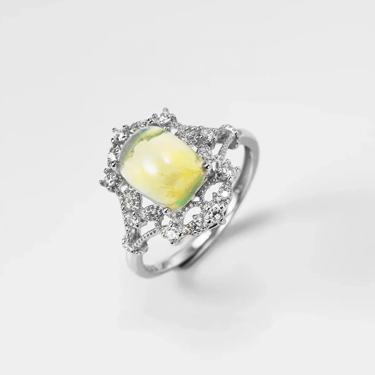 Opal Ornate Halo Adjustable Ring top setting detail