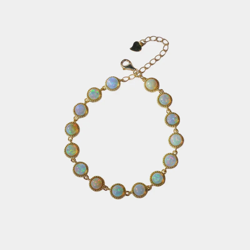 Opal Round Station Bracelet full bracelet view on a light background